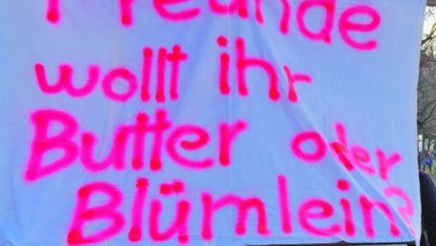 Butter oder Blümlein, fragte ein bäuerlicher Demonstrant im November 2015 in Bern. Für eine gesellschaftlich breit akzeptierte Landwirtschaft braucht es auch weiterhin beides.(Bild akr)