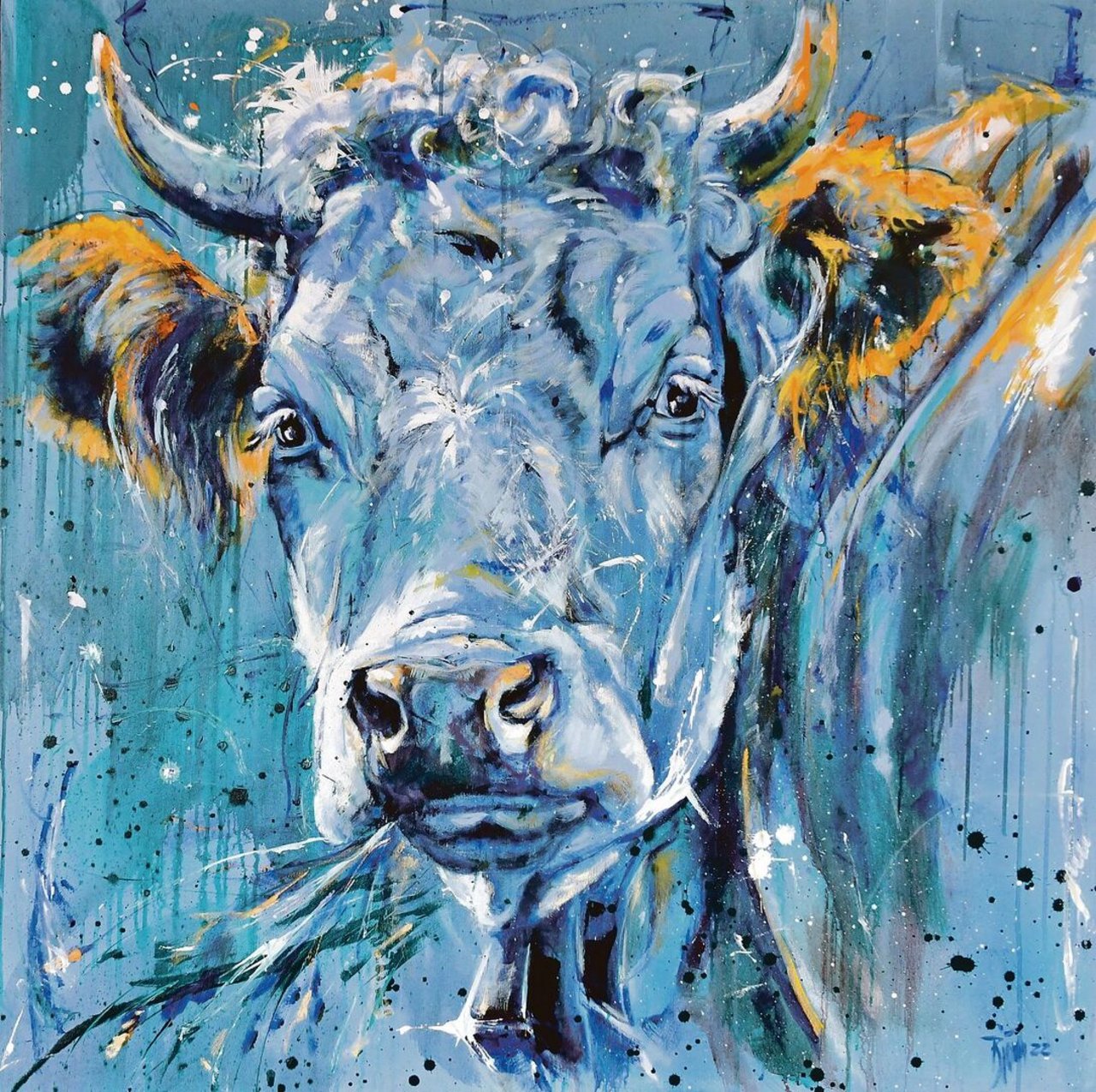 Kühe sind bis heute ein häufiges Motiv auf den Gemälden des Adelbodner Künstlers.