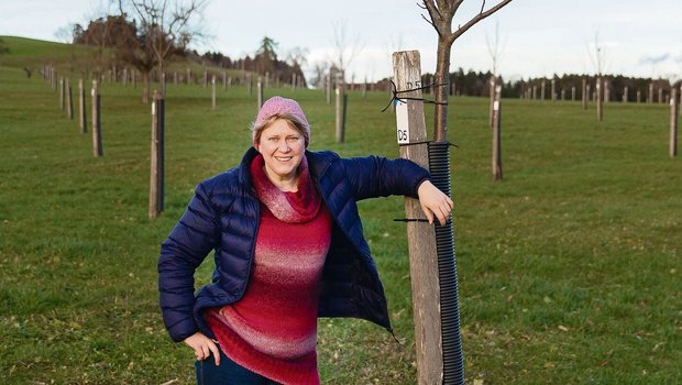 Sharon Holenstein ist stolz auf ihre Kastanienbäume: Auf einer Fläche von fünf Hektaren hat sie 352 Bäume gepflanzt. Dieses Jahr konnte sie 150 Kilo Edelkastanien ernten.