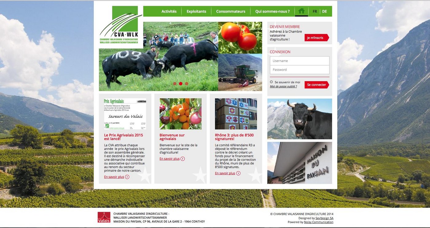 So präsentiert sich die neue Website der Walliser Landwirtschaftskammer. (Bild Screenshot)