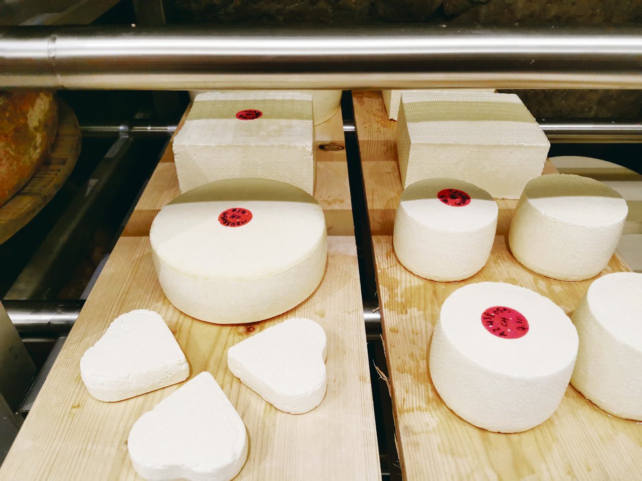 Der erste, in der mobilen Stadtkäserei Burgdorf produzierte Käse liegt im Salzbad. Konsumenten können vor dem Käsehaus K3 zuschauen, wie er entsteht. (Bild sb)