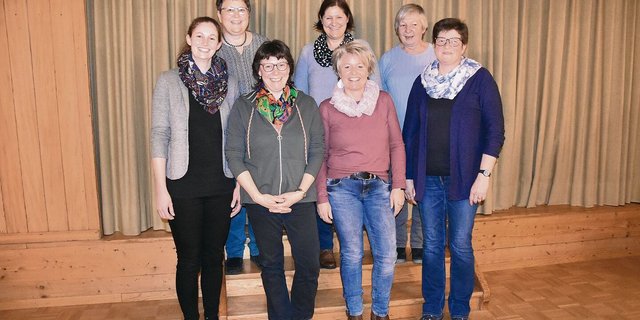 Der Vorstand Landfrauenverein Wyssachen BE (v. l. n. r): Susanne Liechti, Gabi Schär, Renate Reist, Präsidentin Lydia Maag, Monika May, Kathrin Lanz und Barbara Meister.