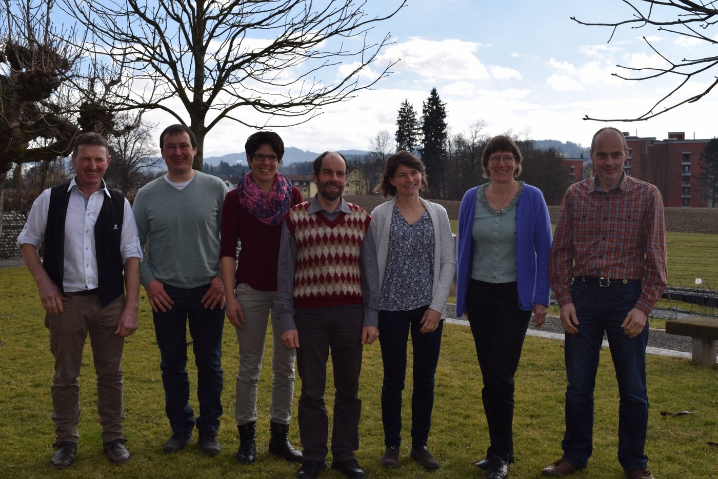 Der Vorstand von Bio Ostschweiz (v. l. n. r.): Sepp Sennhauser, Melchior Knaus, Daniela Marty, Herbert Schär, Monika Egli, Barbara Oppliger (neu) und Peter Schweizer. (Bild sgi)
