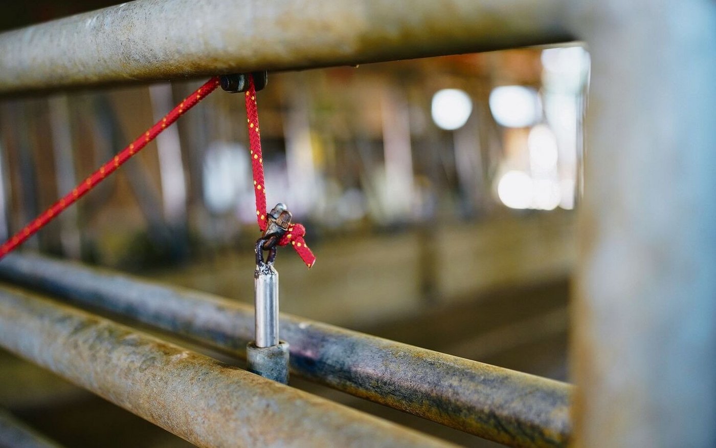 Die Metallstangen lassen sich mit der Nylonschnur bequem anheben und absenken. 