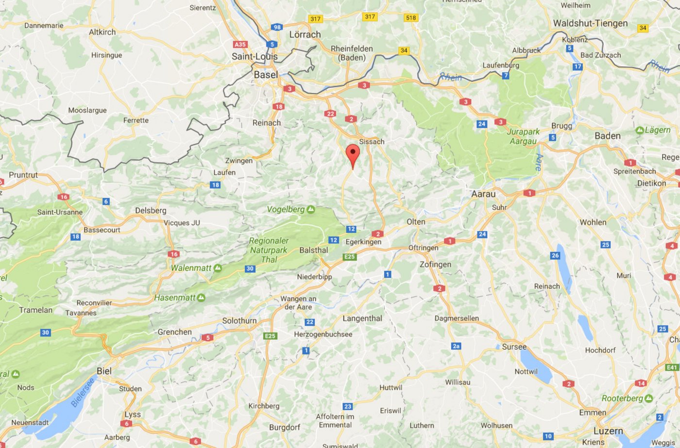 Die Frenke fliesst in östlicher Richtung und mündet in Liestal in die Ergolz. (Screenshot Google Maps)