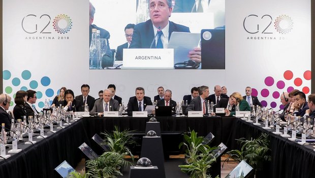 Der argentinische Agrarminister Miguel Etchevehere spricht an der G20-Konferenz zu Kolleginnen und Kollegen. (Bild pd)