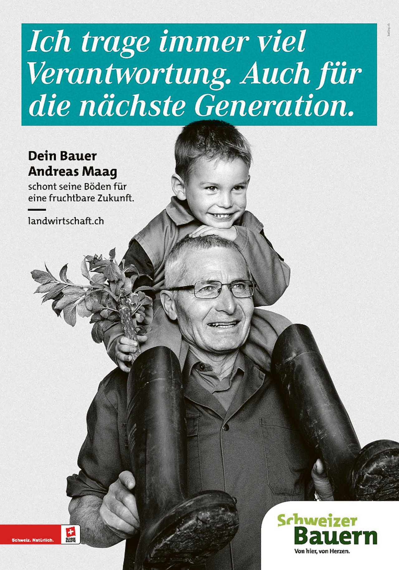 Andreas Maag und sein Enkel auf der Werbekampagne. (Bild zVg)