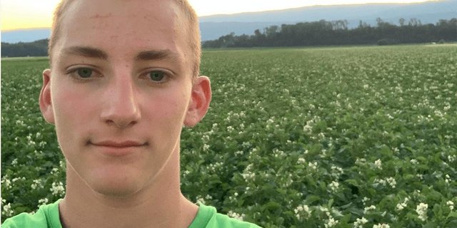 Dominik Stämpfli war das erste Mal beim Kartoffelsetzen dabei. Seine Aufgabe war es, die Kartoffeln hinten beim Grimme-Setzautomaten aufzufüllen. (Bild zVg)