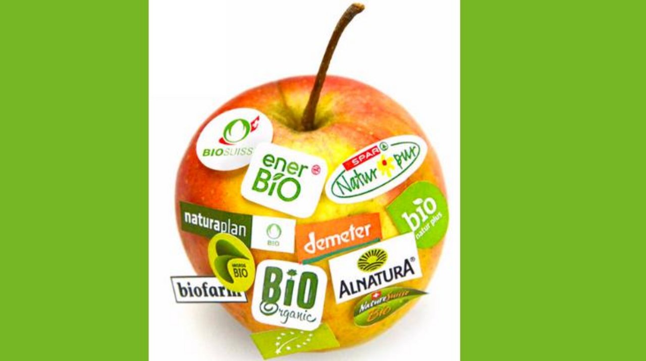 Verschiedene Detailhändler haben ihre eigenen Logos für Bio-Produkte, hinter denen unterschiedliche Anforderungen stecken. (Bild Merkblatt Biolabels FiBL)