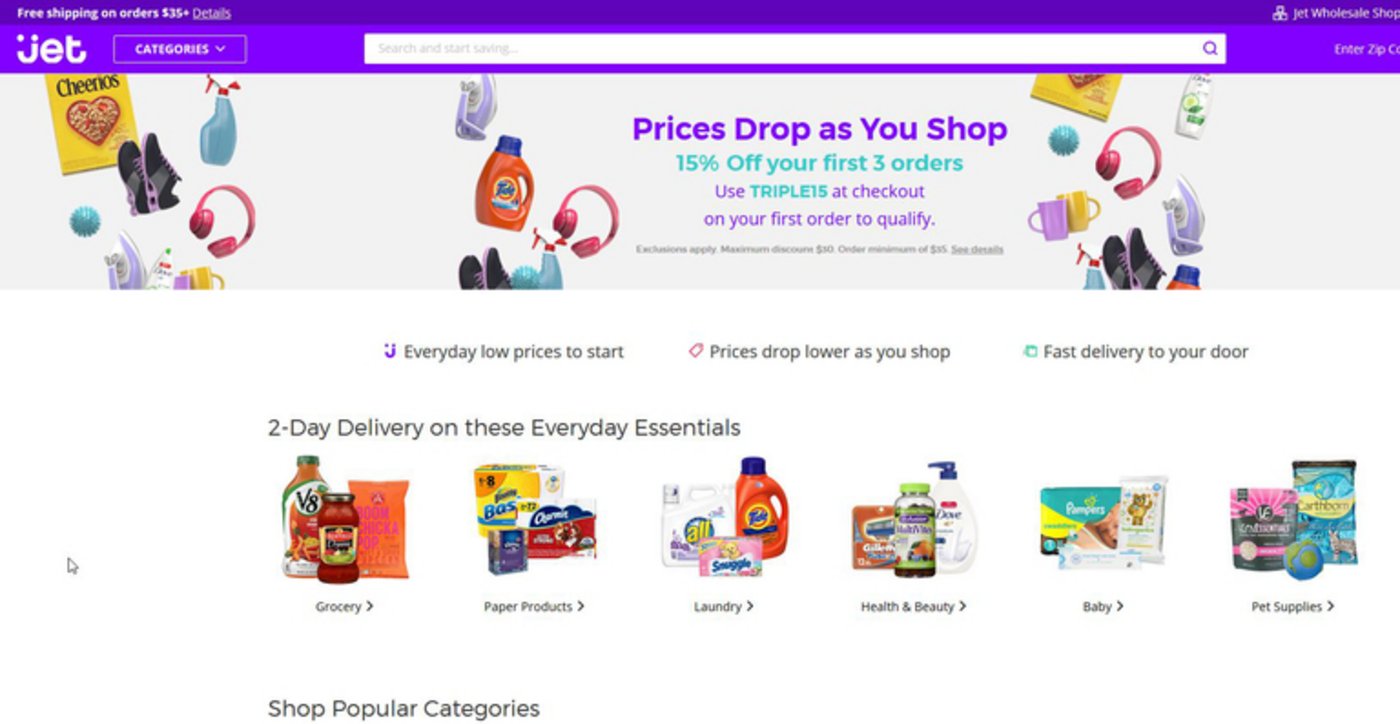 So präsentiert sich der Onlinehändler Jet.com. (Screenshot Jet.com)