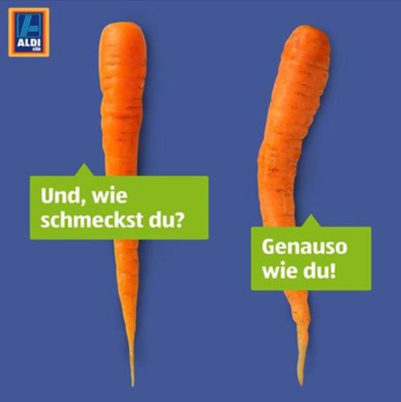 Aldi Süd will mit dem Verkauf von krummem Obst und Gemüse auf Lebensmittelverschwendung aufmerksam machen. (Screenshot Facebook)