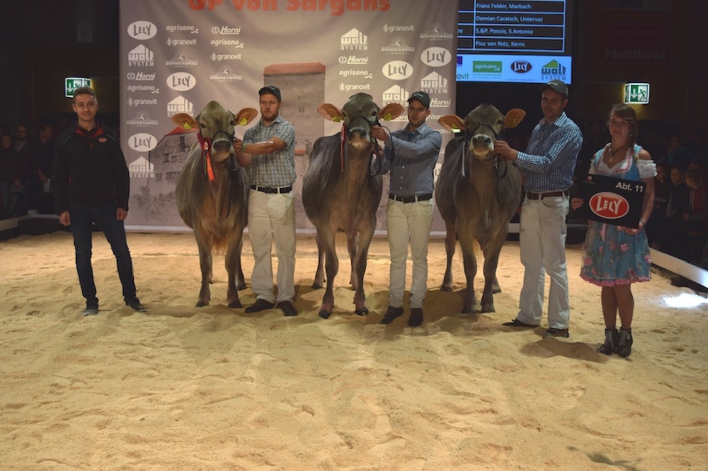 Siegertiere Abteilung 11 (v.r.): 1. Blexy; 2. Norma; 3. Calanda.