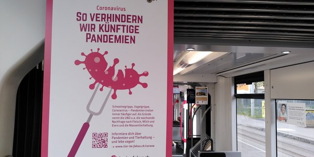 Diese Kartons findet man zurzeit in öffentlichen Verhehrsmitteln in Bern und Zürich. (Bild Tier im Fokus)