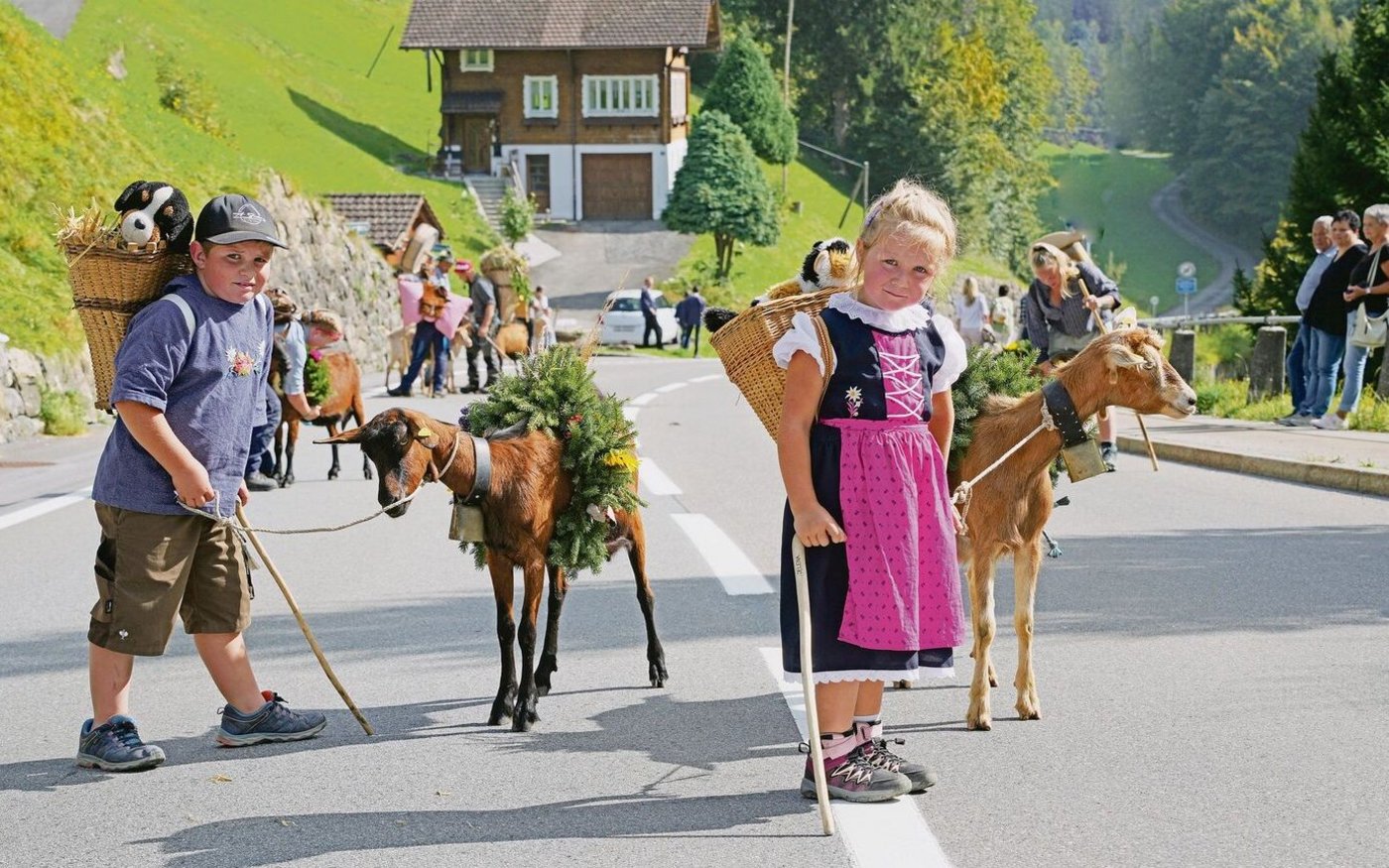 Die Ziegenherde mit ihren Hirtinnen und Hirten erhielt grossen Applaus.