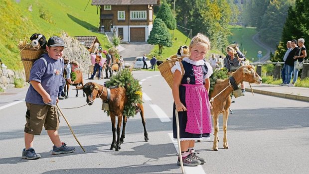 Die Ziegenherde mit Die Ziegenherde mit ihren Hirtinnen und Hirten erhielt grossen Applaus.