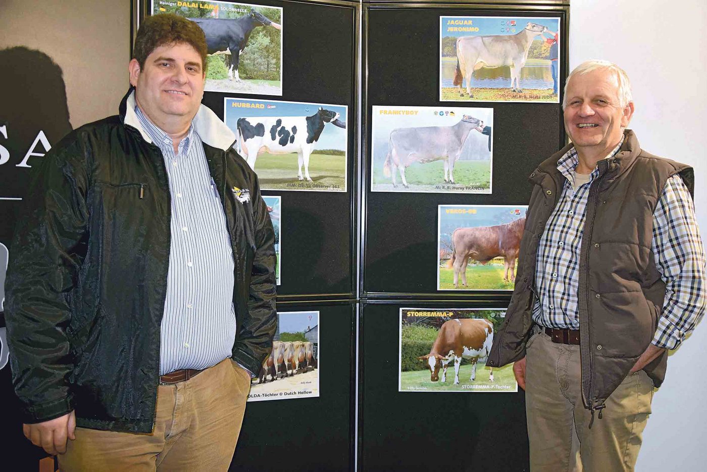 Raimund Beerli (rechts) ist seit 2001 Verwaltungsratspräsident von Select Star. Urs Wichser (links) ist der Sire Analyst und zuständig für die Stierenbeschaffung bei jeder Rasse. (Bild Peter Fankhauser) 