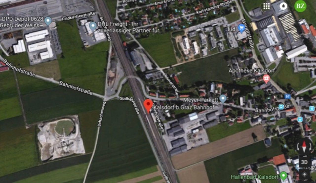 Der Vorfall passierte am Bahnhof in Kalsdorf bei Graz (Österreich). (Bild Google Maps)