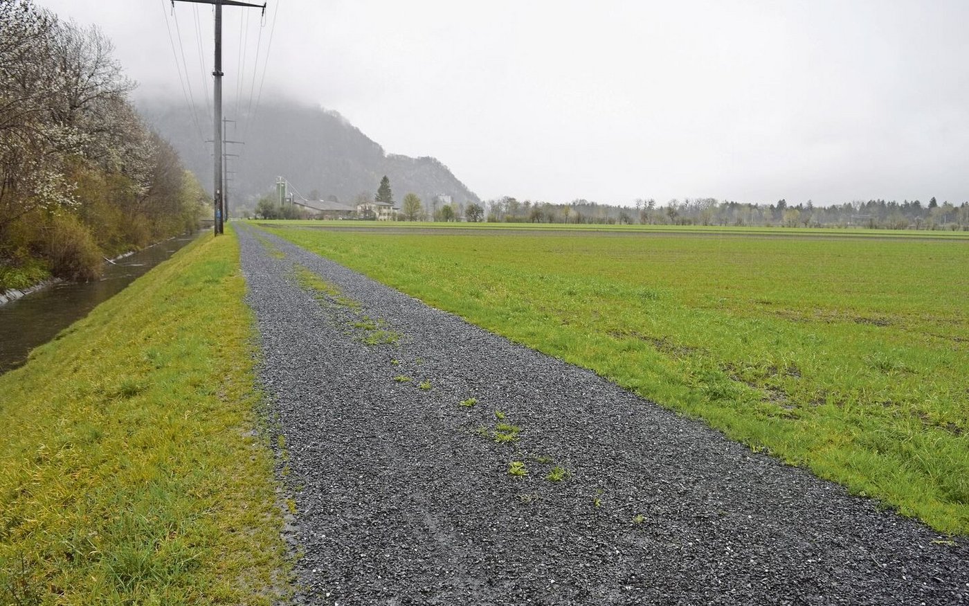 Hier müsste ab dem Bach (links) ein 15 Meter breiter Streifen renaturiert werden, davon sieben Meter in der Ackerfläche.