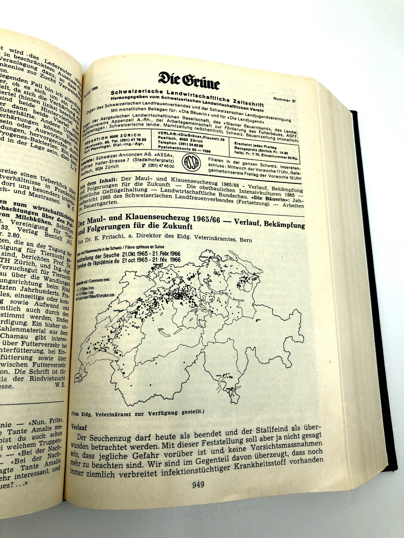 Auszug aus dem MKS-Artikel von «die grüne», Ausgabenummer 27 vom 8. Juli 1966 (Bild Bauernzeitung)