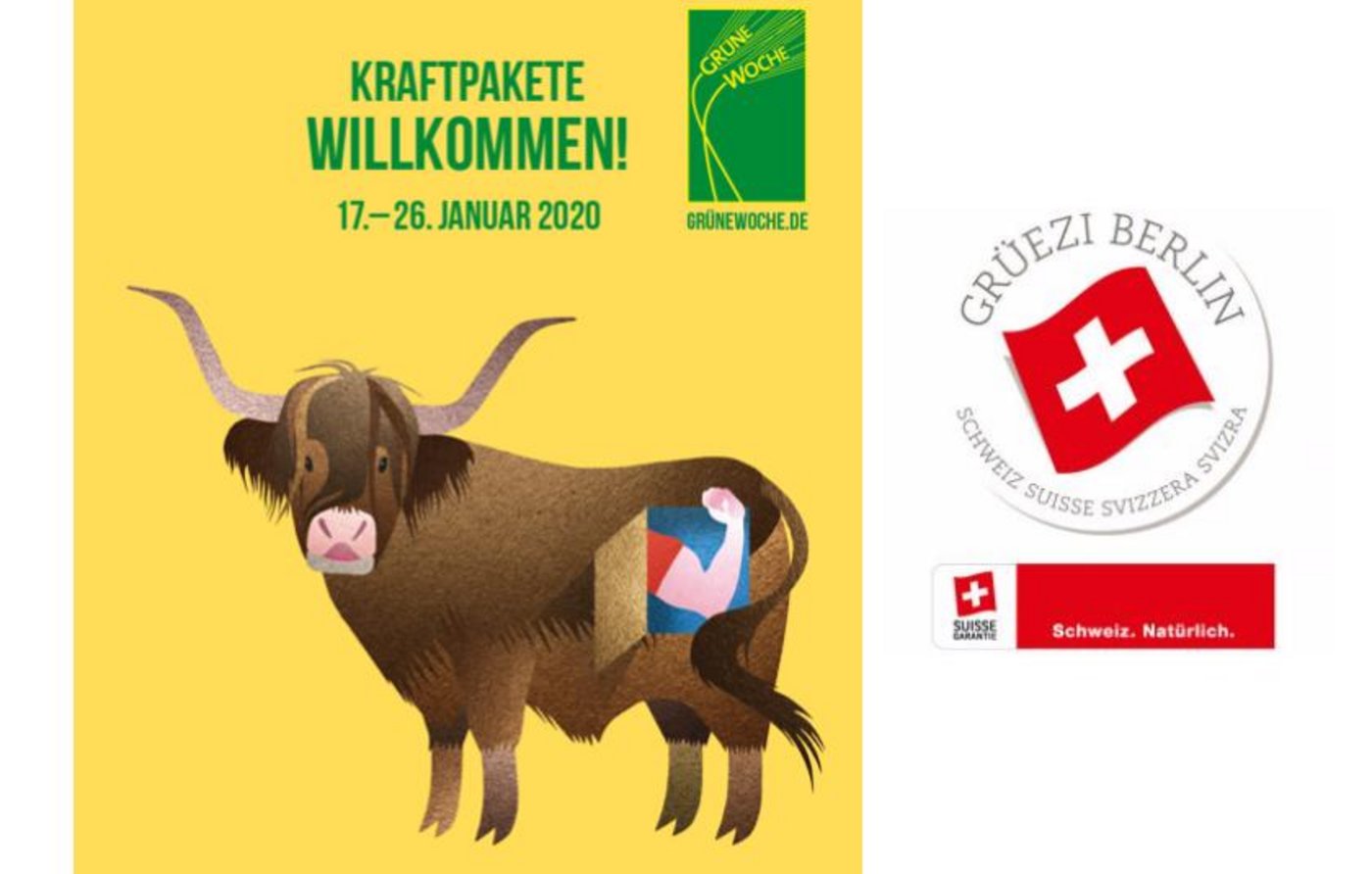 Das Schweizer Motto an der Berliner Grünen Woche lautet: "Grüezi Berlin". (Fotomontage jsc)