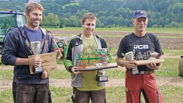 Das sind die Podestplätze (v.l.n.r.): Beat Sprenger aus Wintersingen BL (Zweiter), Schweizermeister Marco Angst aus Wil und Ueli Hagen aus Hüttwilen als bester Thurgauer (Dritter).