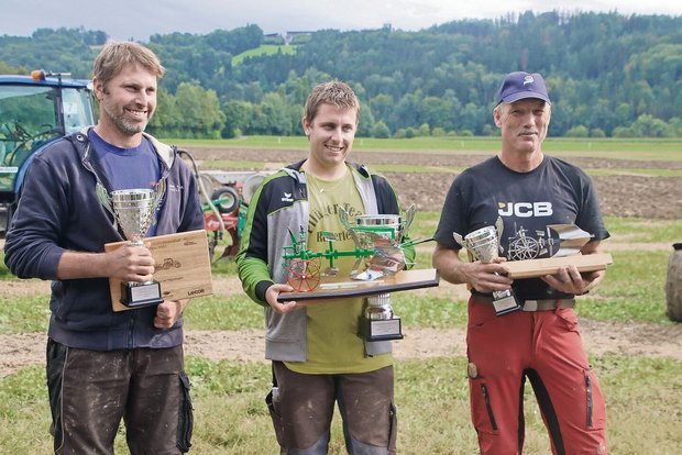 Das sind die Podestplätze (v.l.n.r.): Beat Sprenger aus Wintersingen BL (Zweiter), Schweizermeister Marco Angst aus Wil und Ueli Hagen aus Hüttwilen als bester Thurgauer (Dritter).