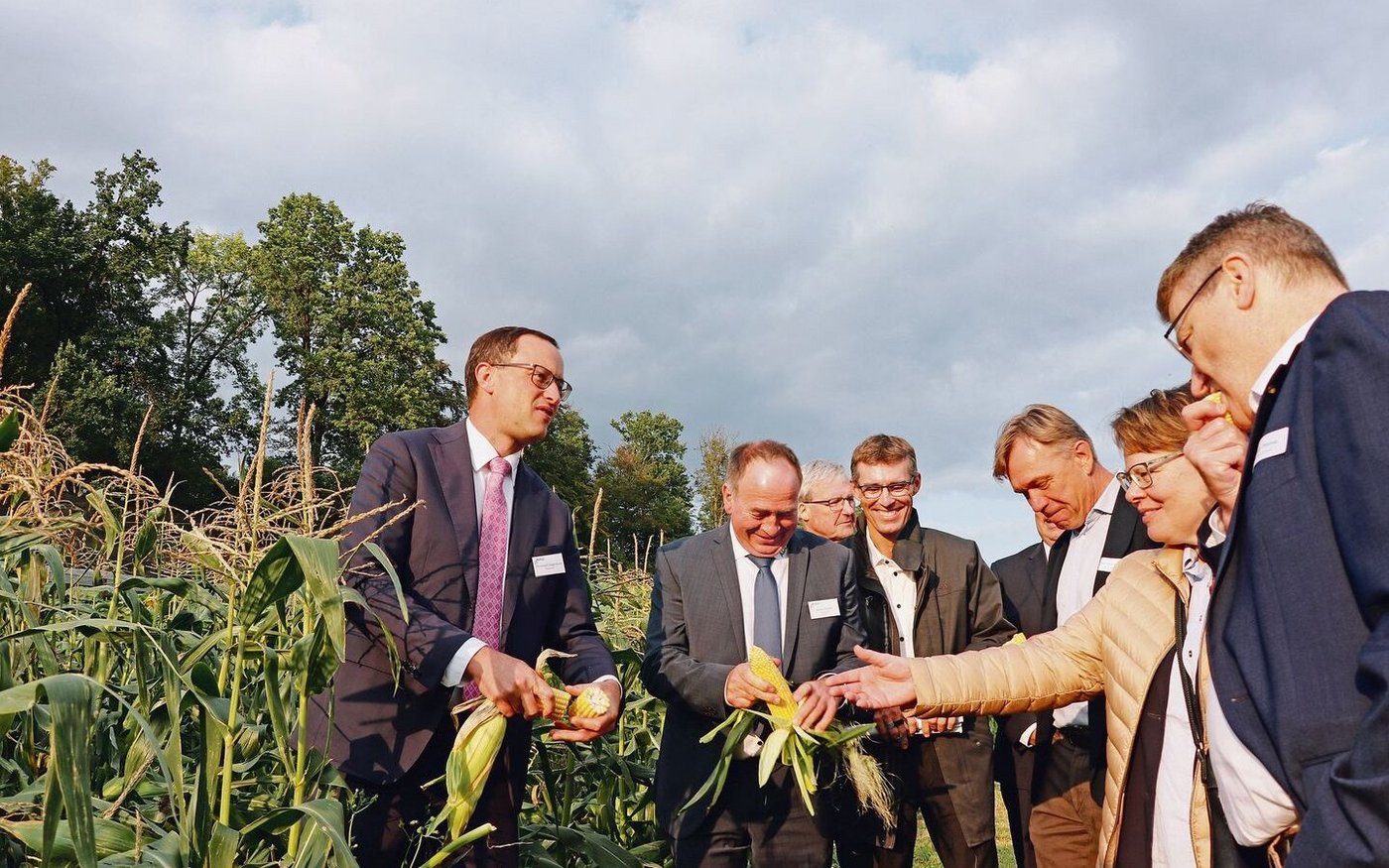 Der Biss in einen Maiskolben frisch ab Feld und andere sinnliche Erlebnisse gab es für die Gäste an der Eröffnungstour durch die ALA.  