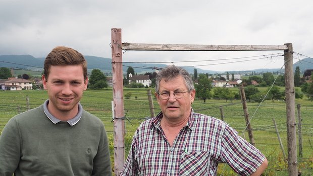 Sommerserie Teil 2: Als Rebschulist mit Zuverlässigkeit und Service punkten Martin Auer (rechts) zusammen mit seinem Produktionsleiter Christian Clauss. (Bilder Christian Weber)