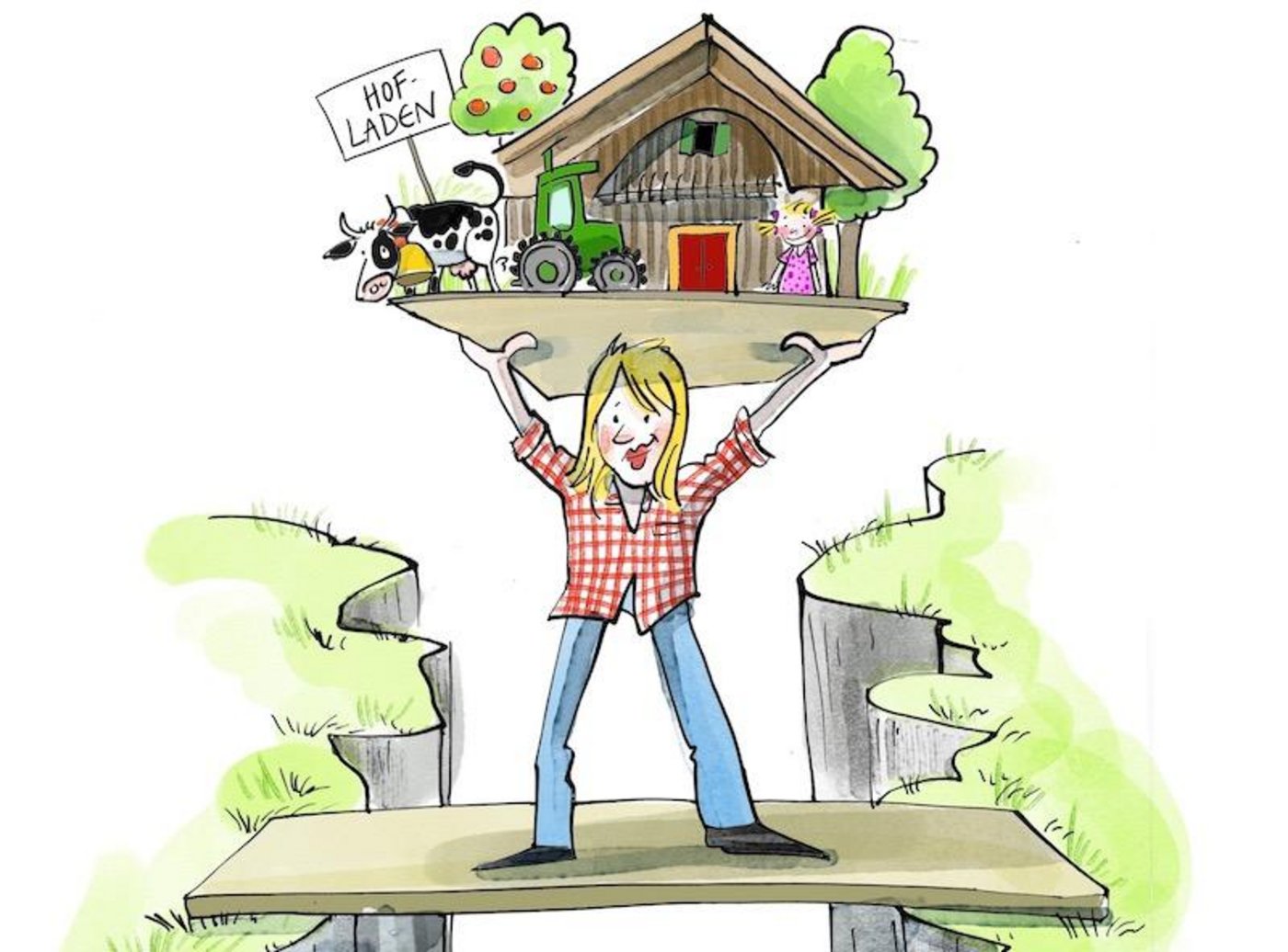 Frauen bringen sich mit viel Power in die Landwirtschaft ein. In welche Richtung es mit ihrem Beruf aber geht, sind sich nicht einmal die Bäuerinnen einig. 	(Illustration zVg/Corinne Bromund)