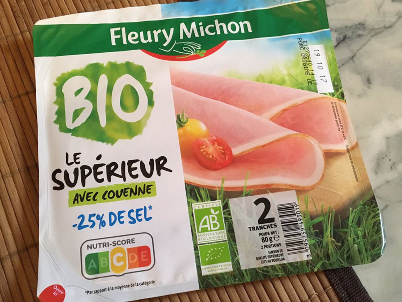 Beispiel für Nutri-Score: Dieser Schinken ist zwar Bio, erhält aus ernährungstechnischer Sicht aber trotzdem nur ein C. (Bild Foodaktuell)