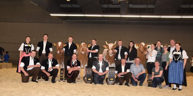 Die Championwahl der älteren Kühe (v. l. n. r.). Reserve-Schöneuter Manis Nadal Queen; Schöneuter: Incas Umberta; Miss Senior: PerrenSenggi Pierolet Suleika und die Reserve-Senior-Champion Bantiger Incas Isabelle. (Bilder pf)