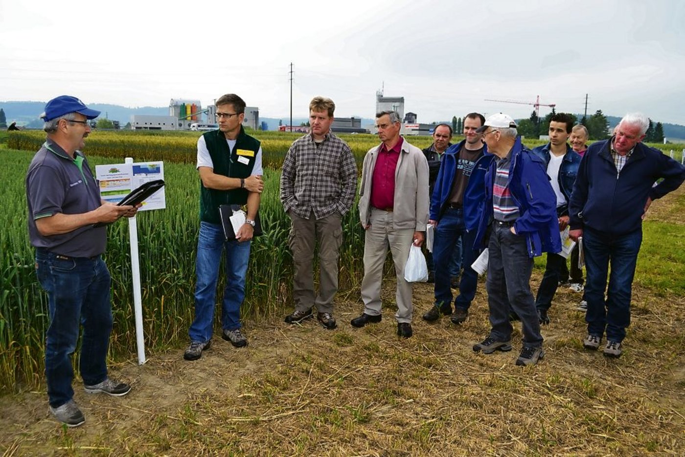 Hermann Mugli (links) und Kalle Camp (zweiter von links), erklärten den Interessierten an dem Getreideposten   die Vor- und Nachteile der jeweiligen Getreidesorten. (Bild 1/4, Bilder: Peter Fankhauser)
