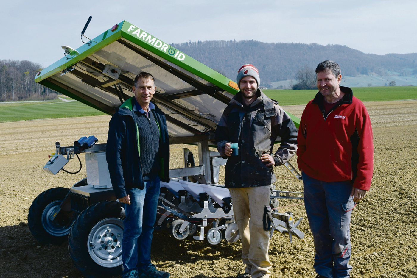 Das Projektteam in Rheinklingen (v.l.): Hansueli Dierauer vom FiBL sowie David und Daniel Vetterli.