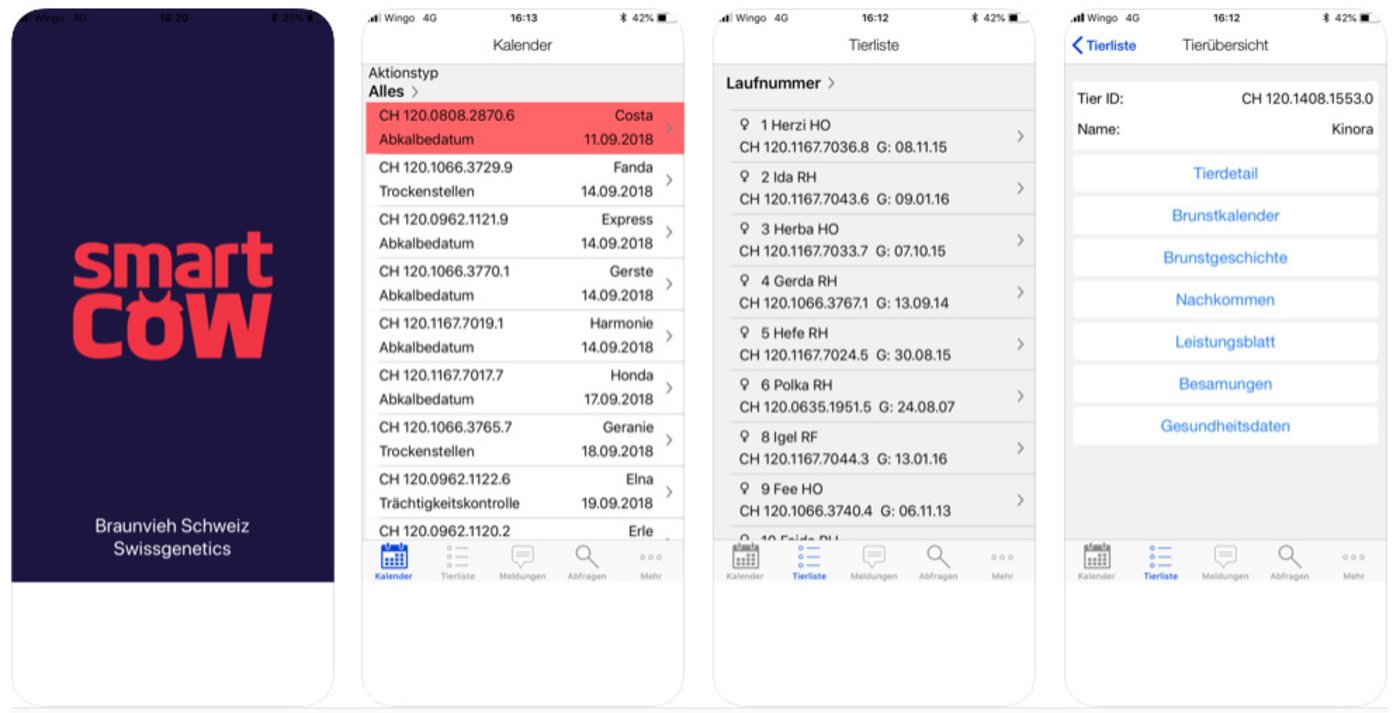 Die App hilft dem Tierhalter die Herde zu verwalten.