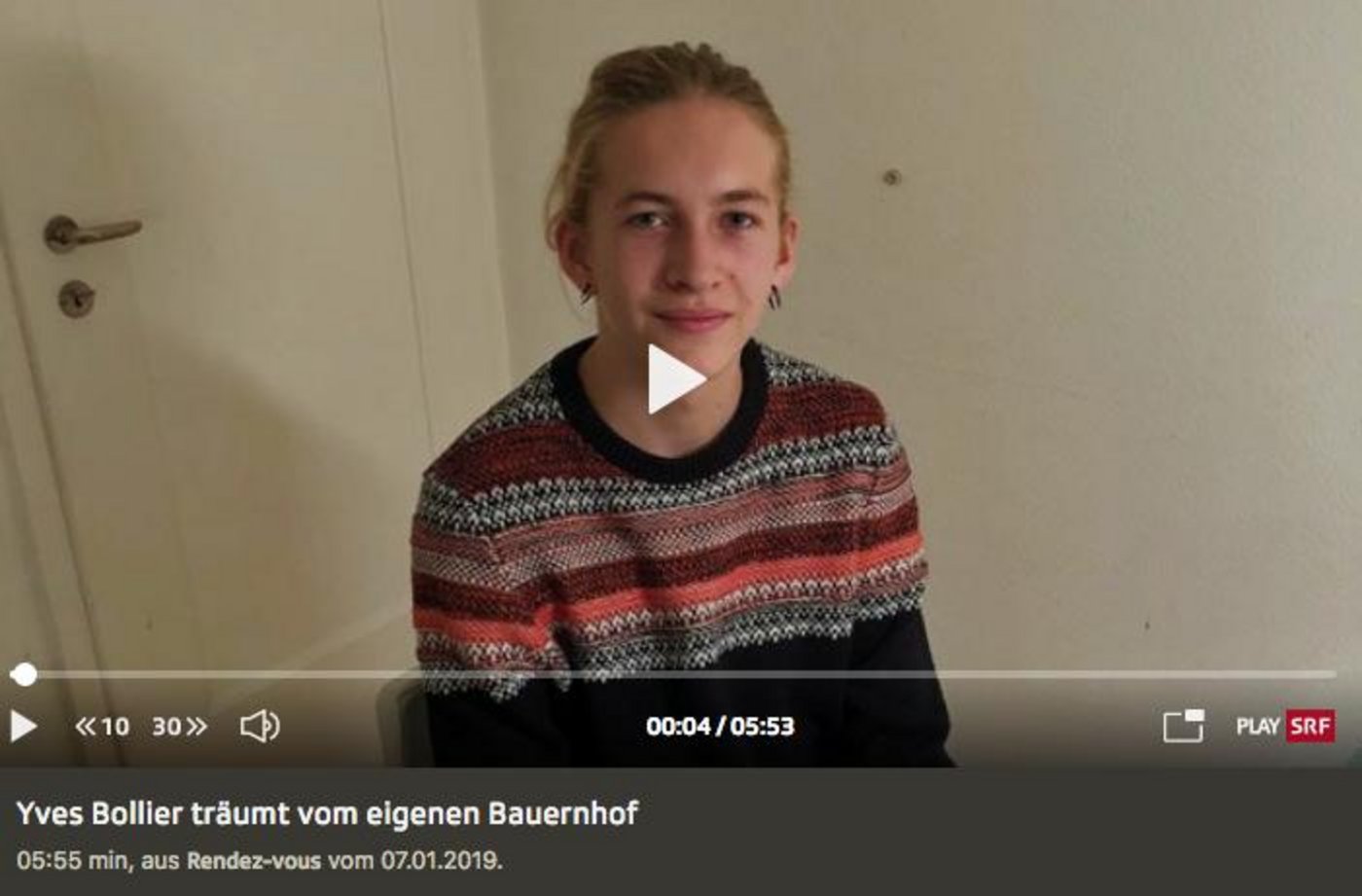 "Ja ich will Bauer werden", sagt Stadtzürcher, Yves Bolliger, gegenüber SRF. (Bild SRF.ch)