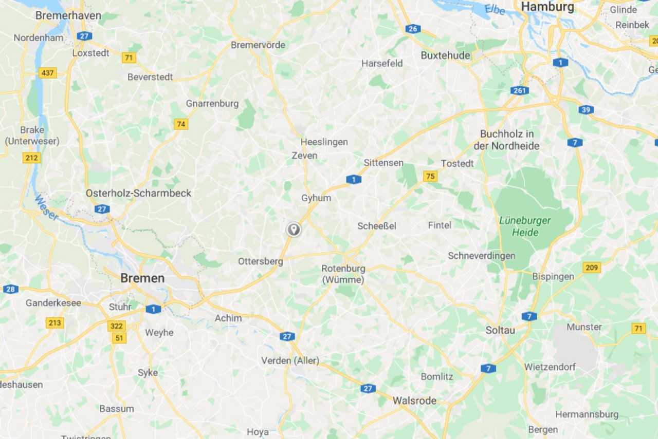 Der Unfall ereignete sich auf der A1 zwischen Bremen und Hamburg. (Google Maps)