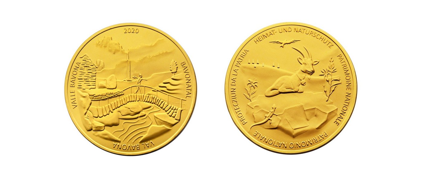 Vorder- und Rückseite des Schoggitalers 2020 «Faszination Bavonatal». (Bild Schoggitaler)