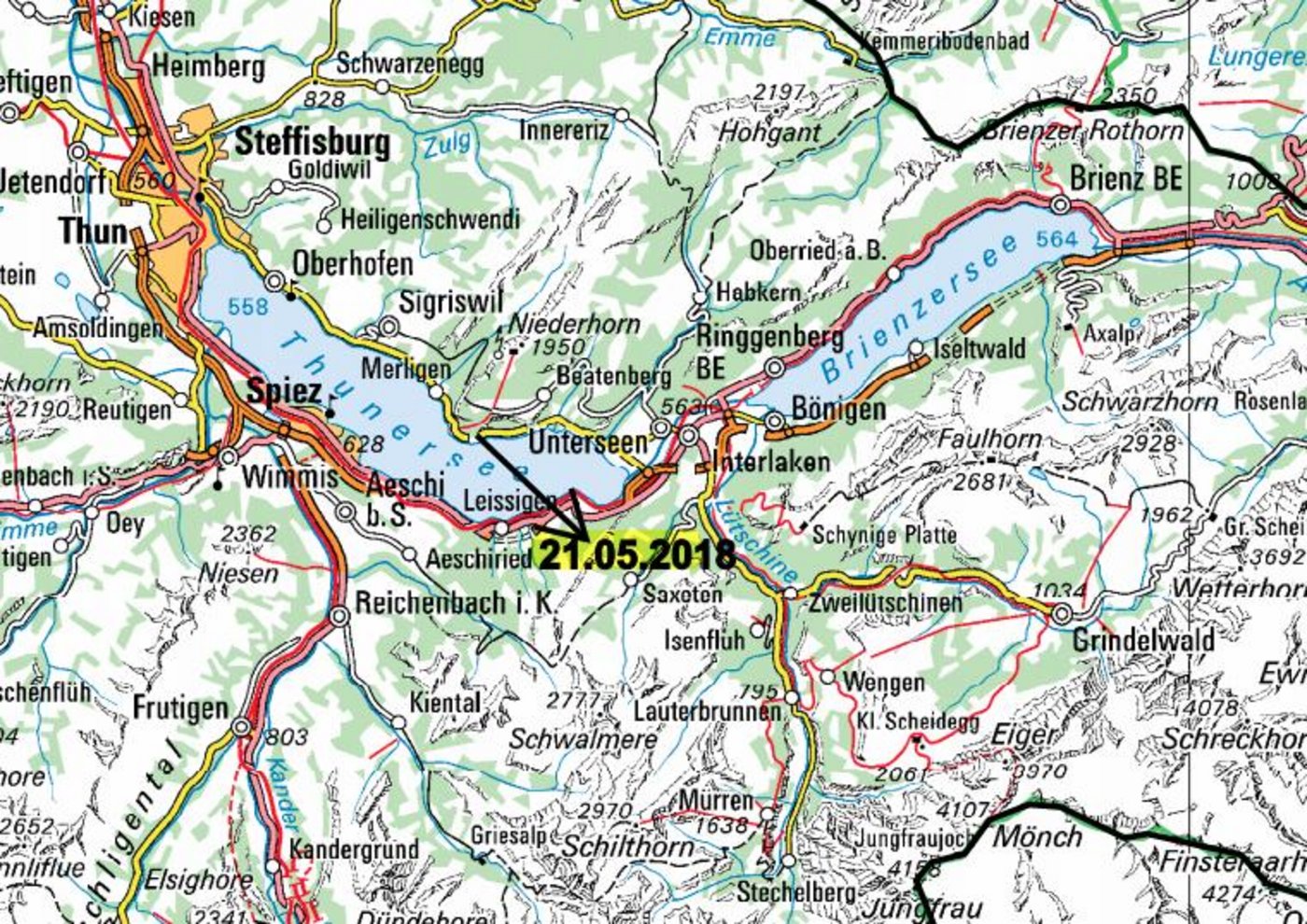 Der Bär wurde am rechten Thunerseeufer gesichtet - und ist wieder abgetaucht. (Screenshot Google Maps)