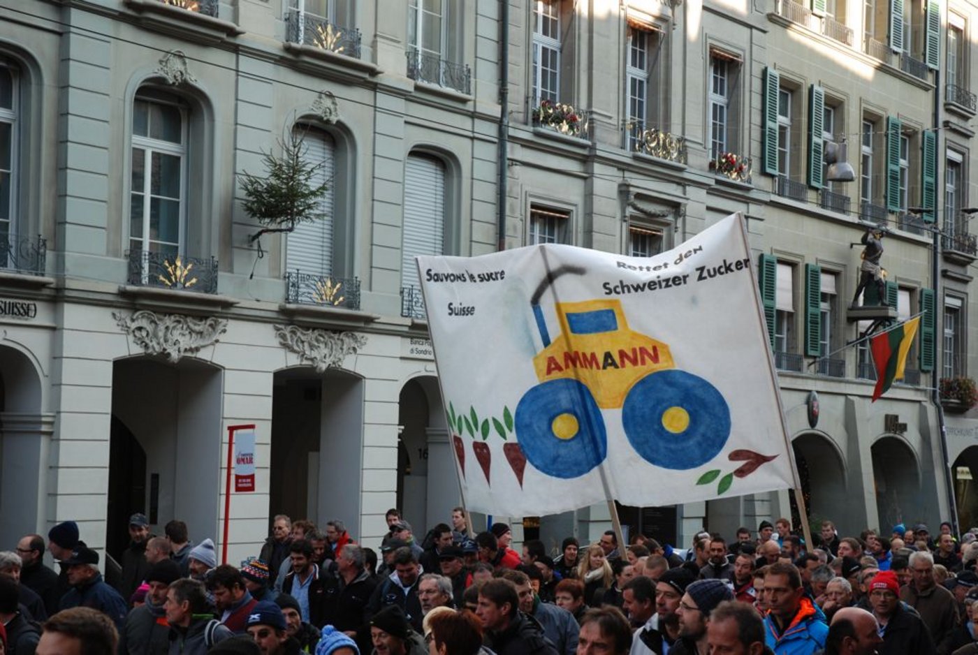 Unter den Demonstranten waren viele Zuckerrübenproduzenten. 