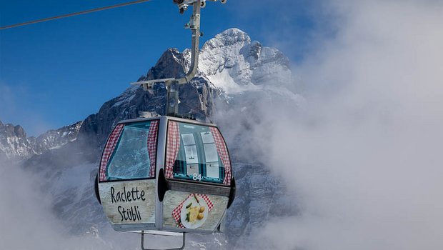 Die Raclette-Stübli-Gondeln sind auf der Firstbahn bei Grindelwald im Einsatz. (Bilder zVg)