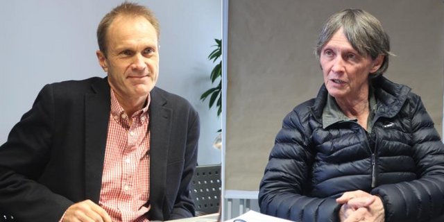 Erik Meier, Leiter Grundbildung Landwirtschaft am Strickhof und Judy Stuart, Preisträgerin des Klaus J. Jacobs Awards und Gründerin Future Farmers, im Gespräch. (Bilder et)