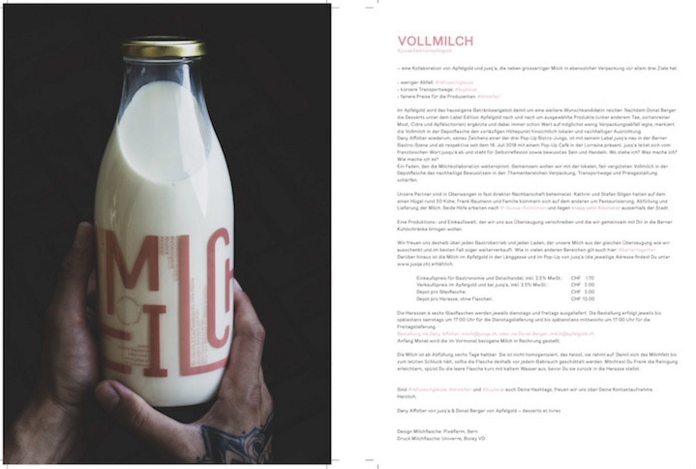 Die Vollmilch aus der Glasflasche: Für weniger Abfall, kürzere Transportwege und fairere Produzenten-Preise.