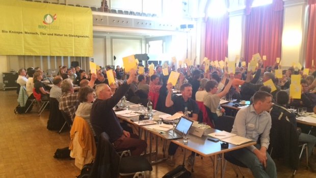 Klares Votum zugunsten von Ernährungssicherheit in der Verfassung: Abstimmung der Bio Suisse-Delegierten. (Bilder akr)