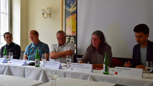 Wollten vor der Abstimmung am 23. September noch einmal ihre Meinung kundtun: Mathias Stalder, Werner Locher, Pierre André Tombez, Ulrike Minkner und Fabian Molina (von links nach rechts).
