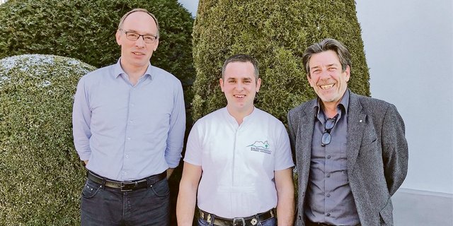 V. l. n. r.: Hanspeter Flückiger, Agrisano, BVAR-Präsident Beat Brunner sowie Peter Dörflinger von der Kesb, Dörflinger hielt ein Referat zum Erwachsenenschutzrecht. (Bild Alexandra Stückelberger)