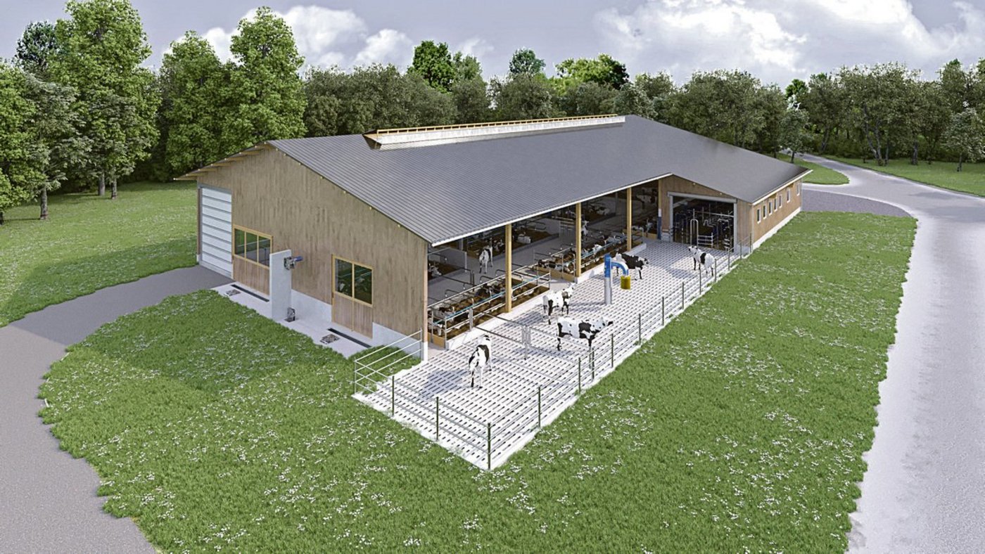 Der Normstall von DeLaval bietet Platz für zirka 53 Kühe. Er kostet gut 700 000 Franken.