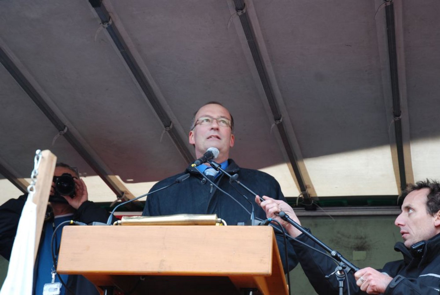 Bauernverbandspräsident Markus Ritter spricht zu den Demonstranten.