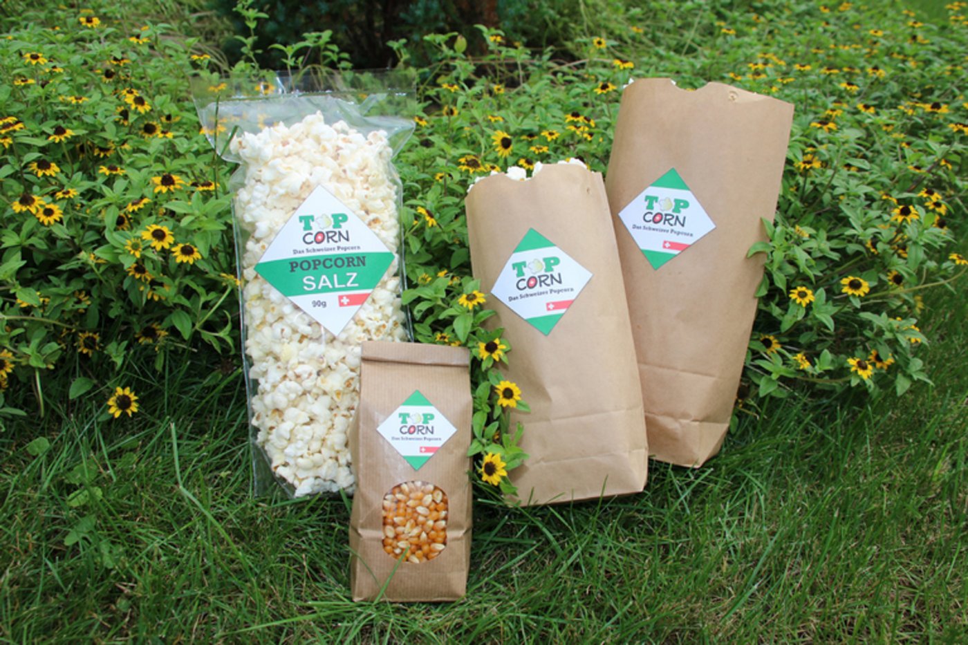 Gesalzen und genussfertig oder zum Selbermachen: Die „Topcorn”-Produkte. (Bild Topcorn)