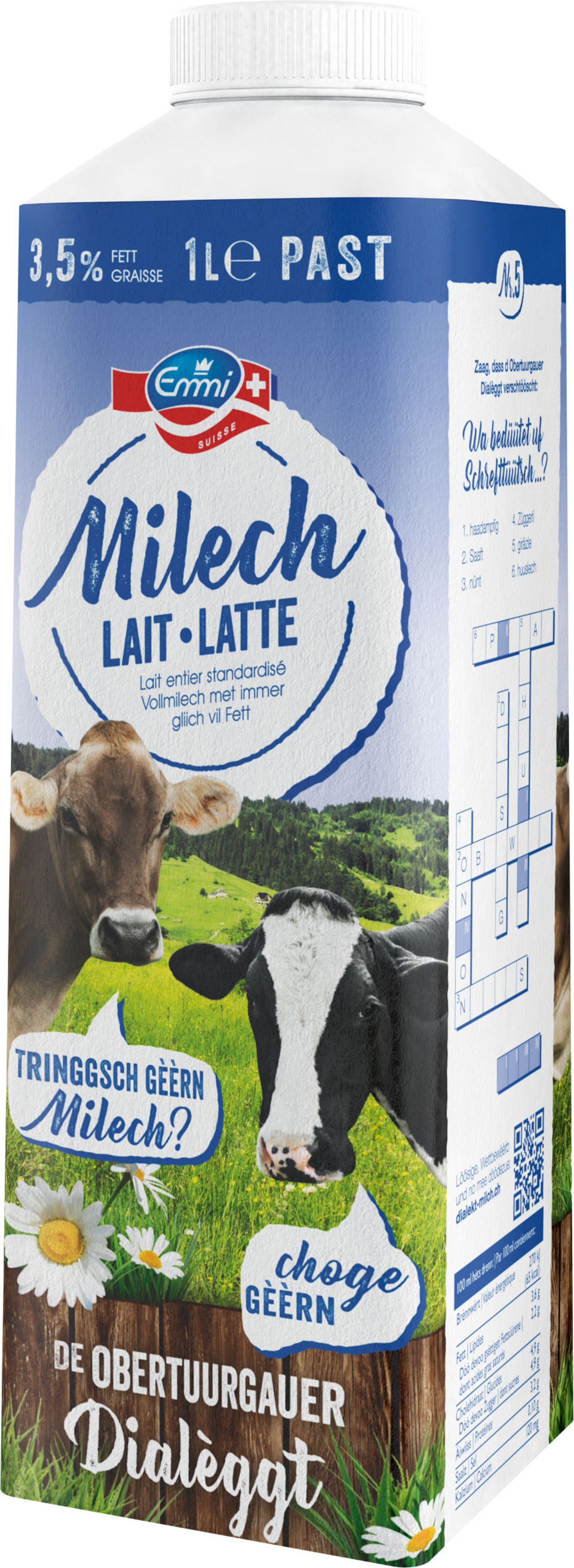 Und der Milchkarton mit dem «Obertuurgauer Dialeggt». 