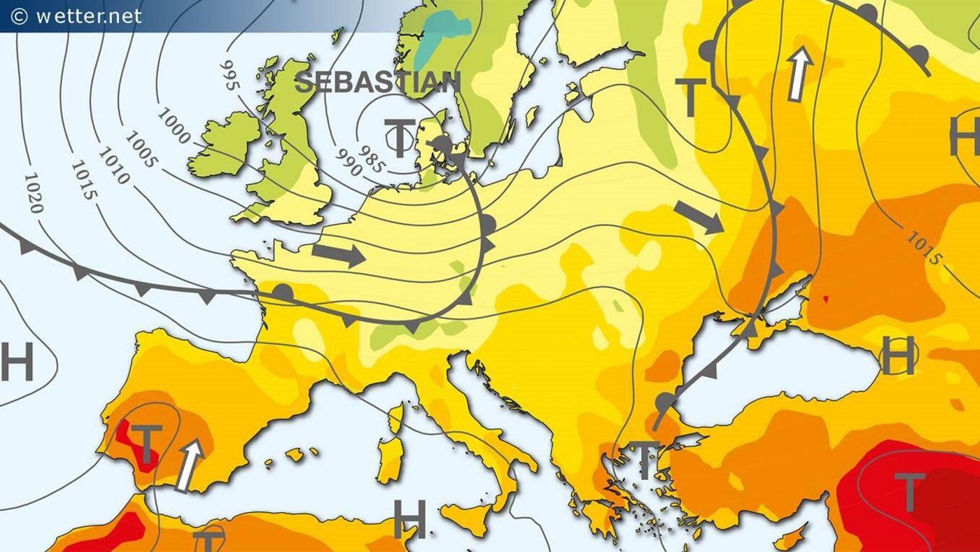 Die Lage des Sturmtiefs gestern Nachmittag. (Bild wetter.net)